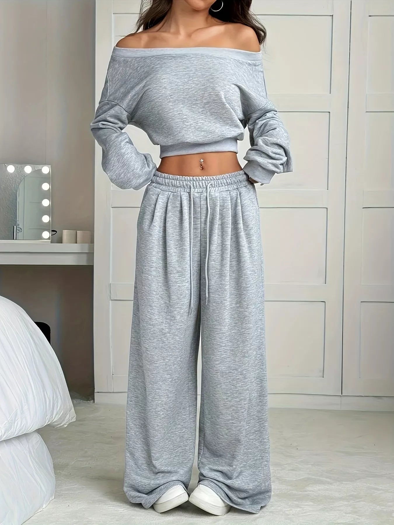 Full Size Wide Leg Pants Set