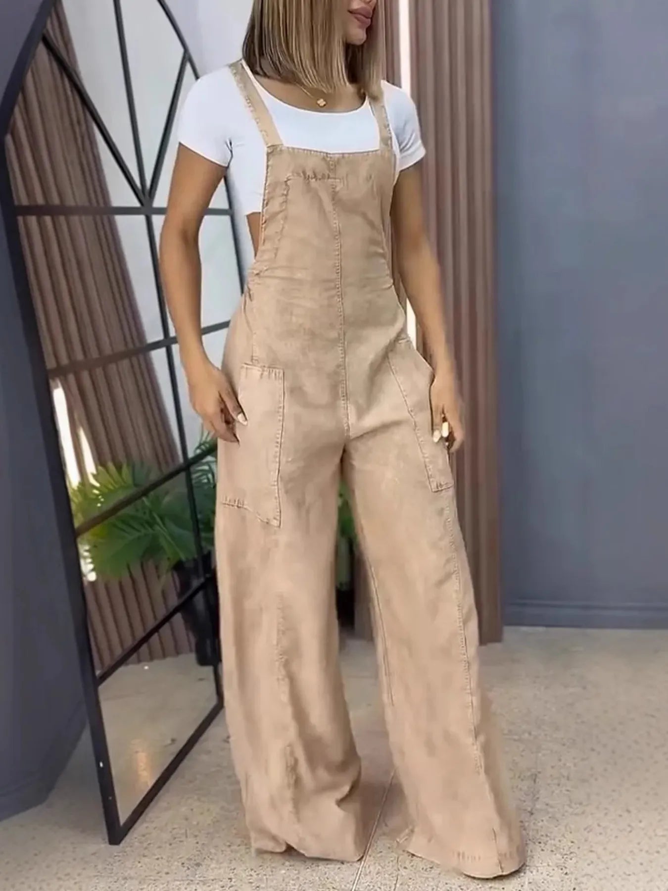 Full Size Wide Leg Denim Overalls