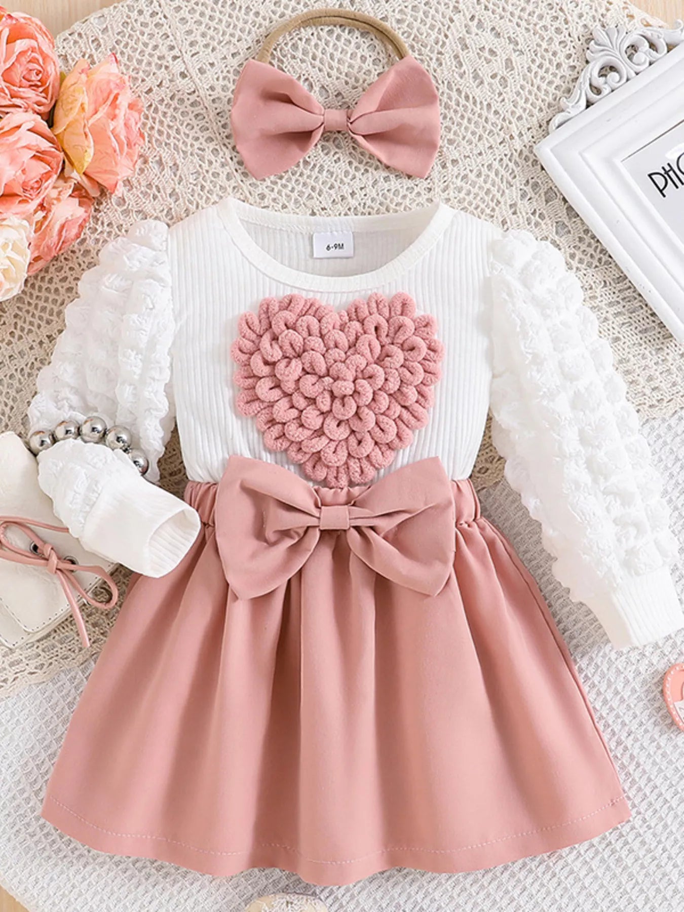 Children's Heart Decor Dress with Headband