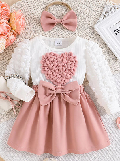 Children's Heart Decor Dress with Headband