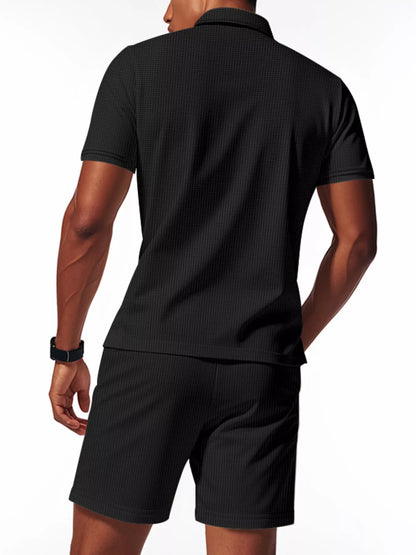 Men's Casual Short Sleeve Polo and Shorts Set