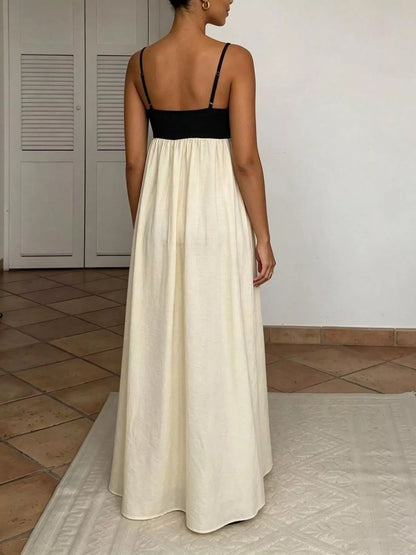 Sleeveless Two-Tone Maxi Dress