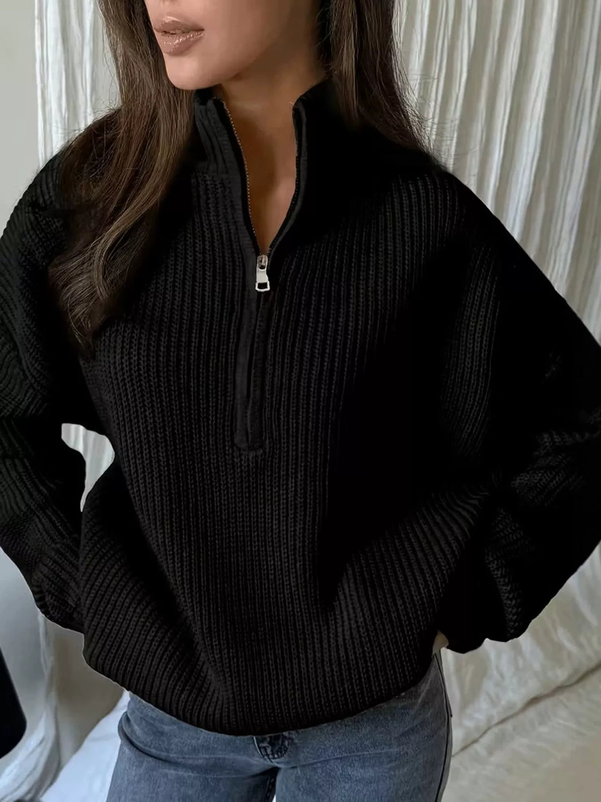 Oversized half-zip sweater, view 11