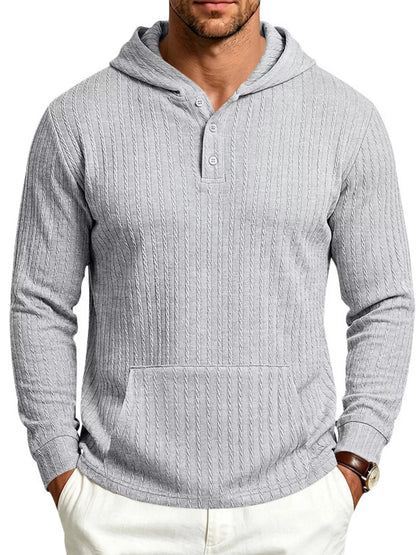 Men's Full Size Casual Kangaroo Pocket Knit Hoodie Plus Size