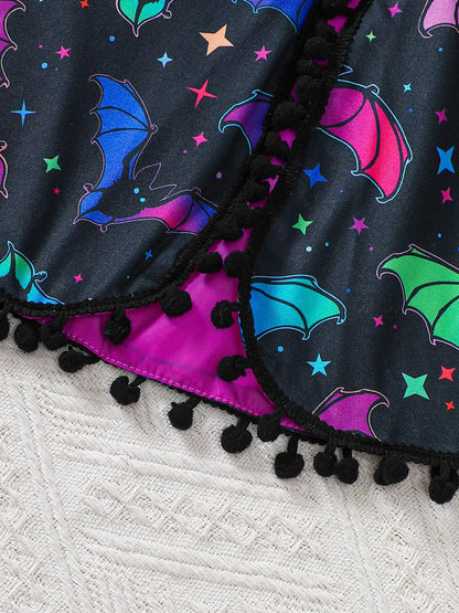 Children's Halloween Bat Hooded Cape and Tulle Dress Set