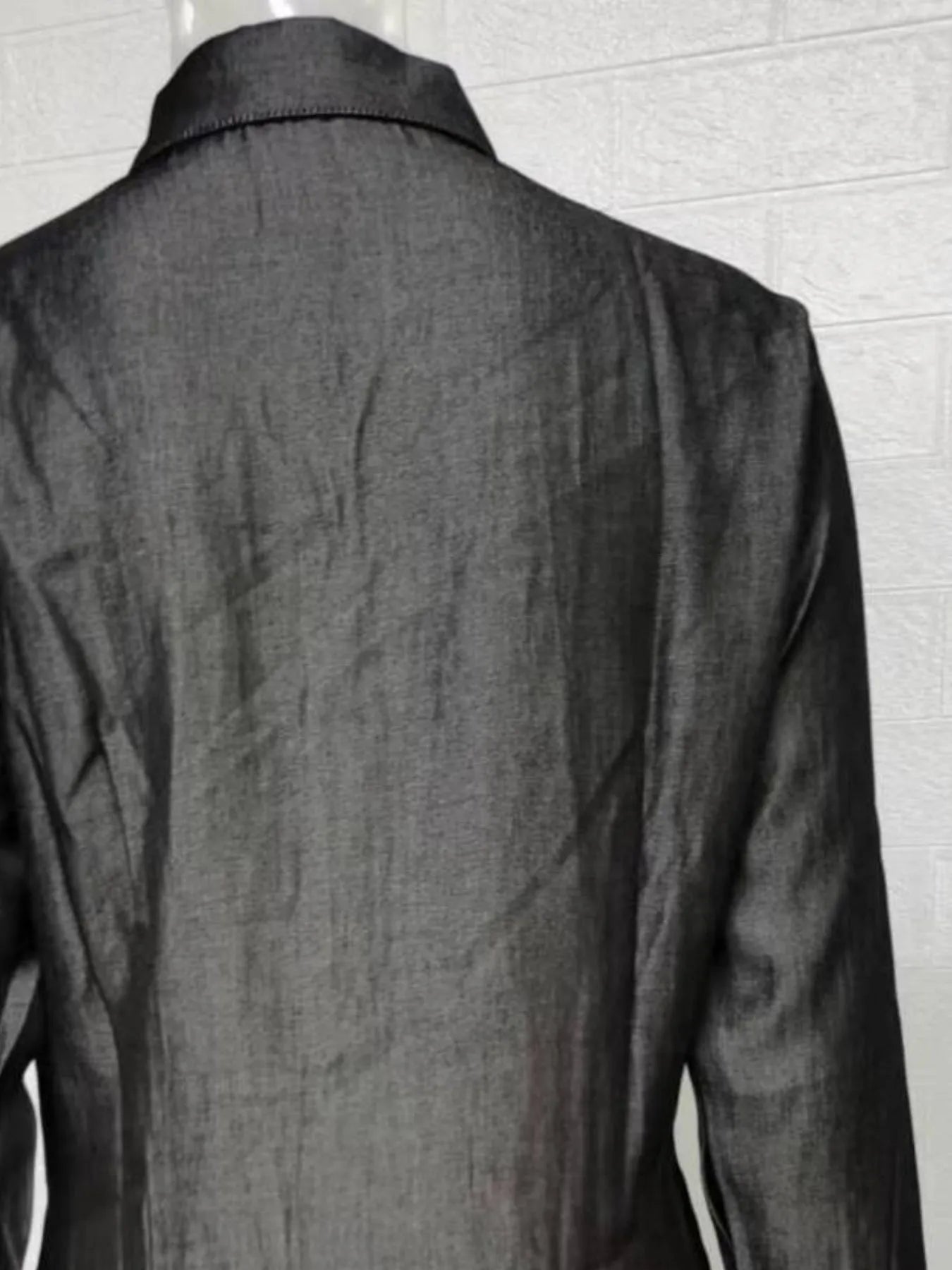 Full Size Button-Down Maxi Denim Dress