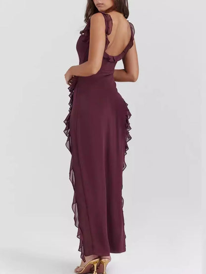 Ruffled Maxi Split Dress