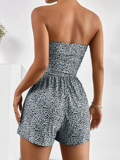 Chic Strapless Ruched Waist Romper