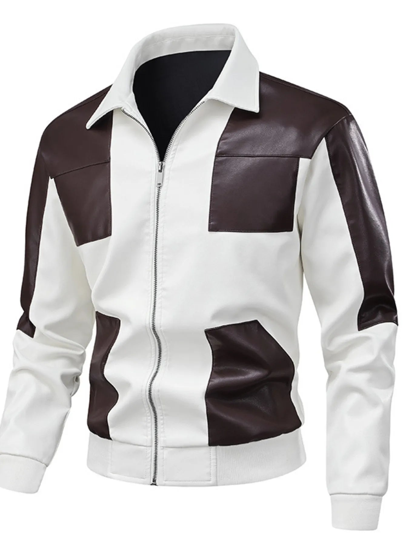 Men's Two-Tone Leather Bomber Jacket