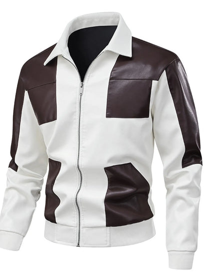 Men's Two-Tone Leather Bomber Jacket