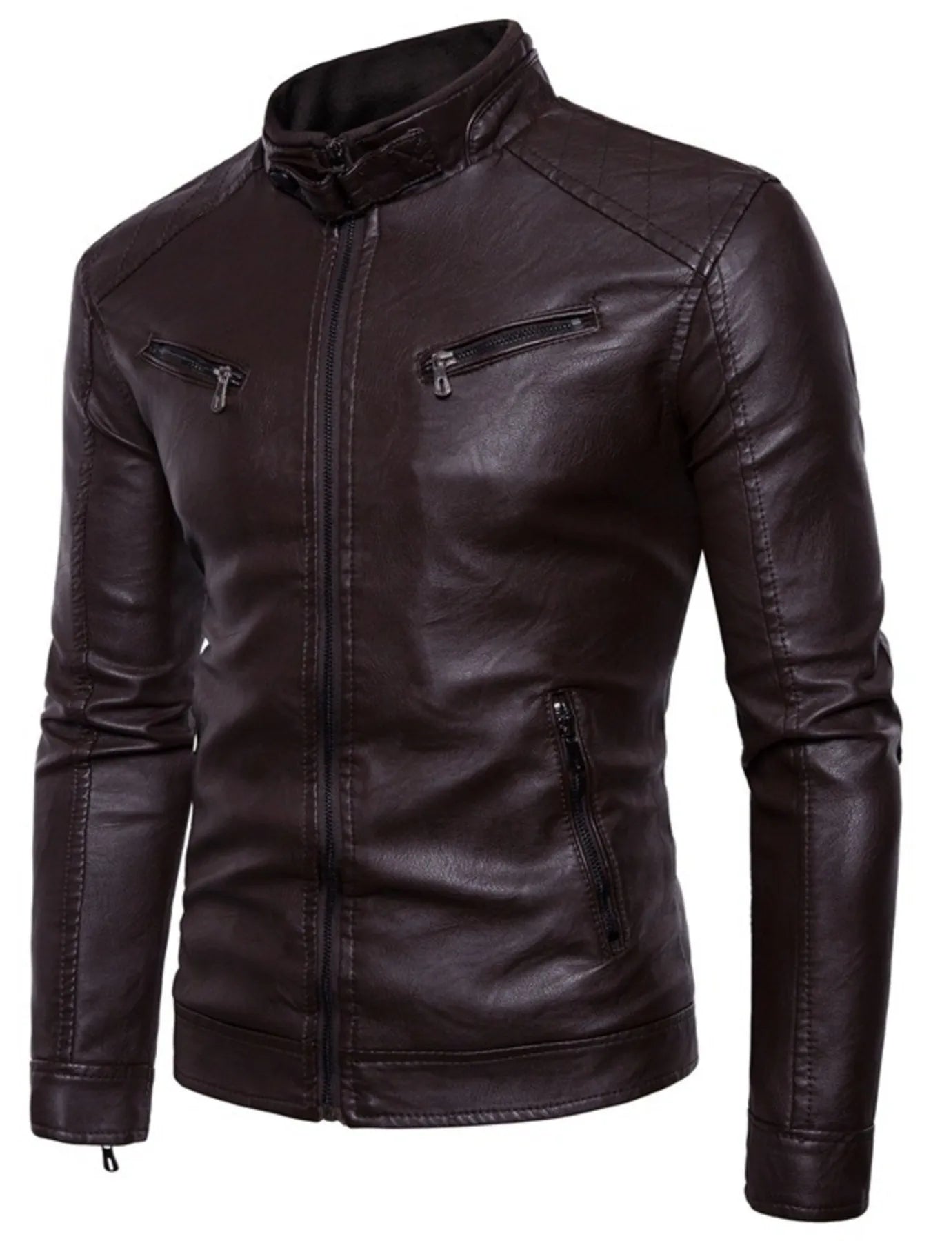 Men's Plus Size Motorcycle Leather Jacket