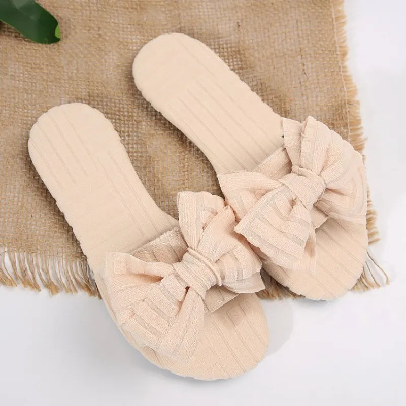 Bow Knot Open Toe Slippers