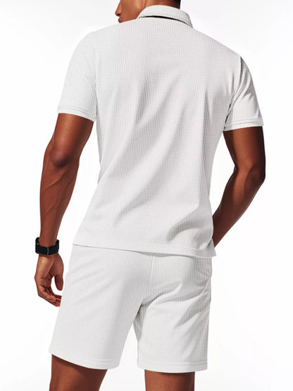 Men's Casual Short Sleeve Polo and Shorts Set