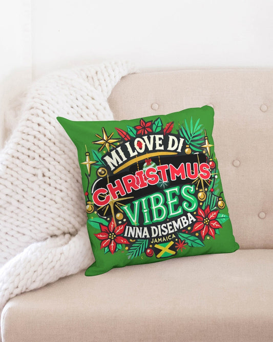 Green Mi Love Di Christmus Vibes Inna Disemba Throw Pillow Case 18"x18"