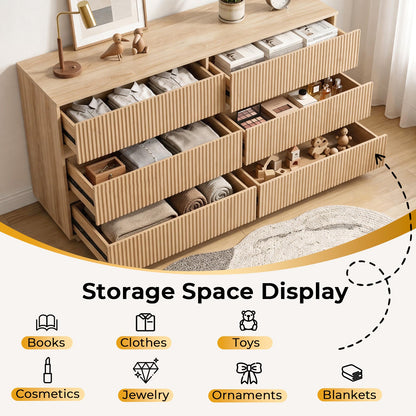 Handleless 6-Drawer Dresser with Grille