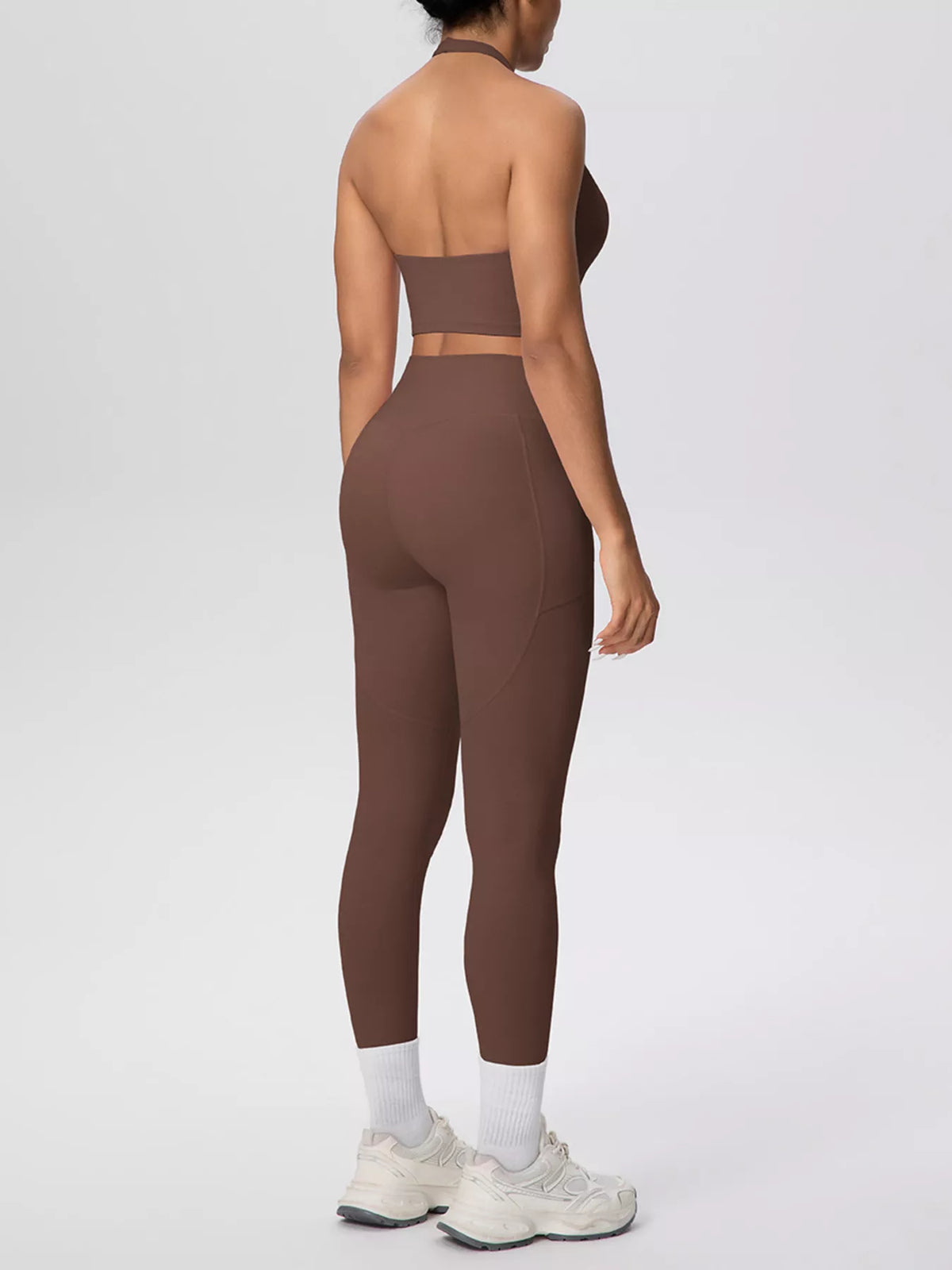 Halter Neck Crop Top & High-Waisted Leggings Set