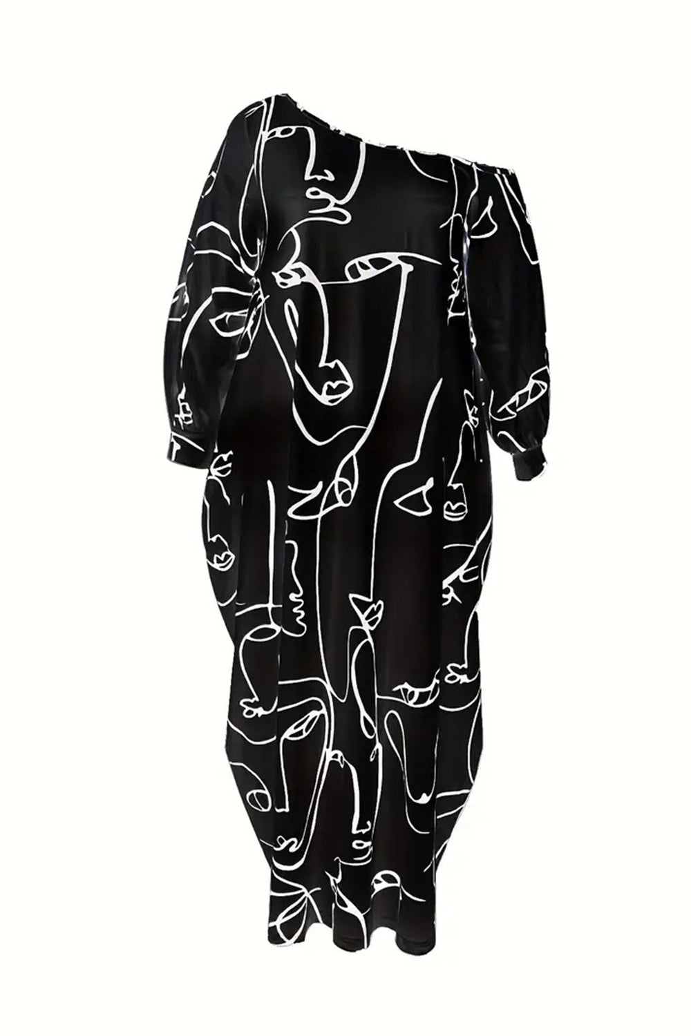 Printed Lantern Sleeve Maxi Dress