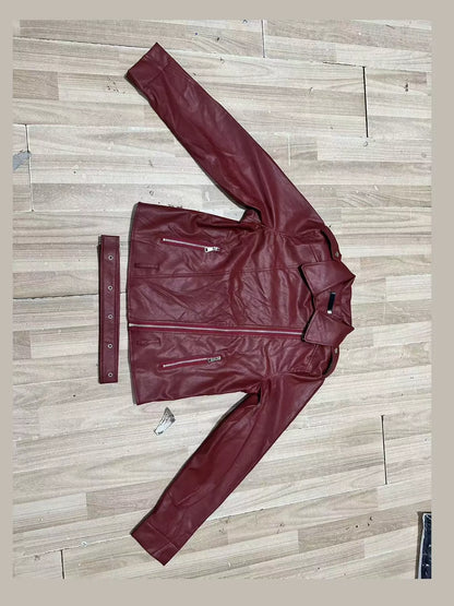 Washed faux leather jacket, view 10