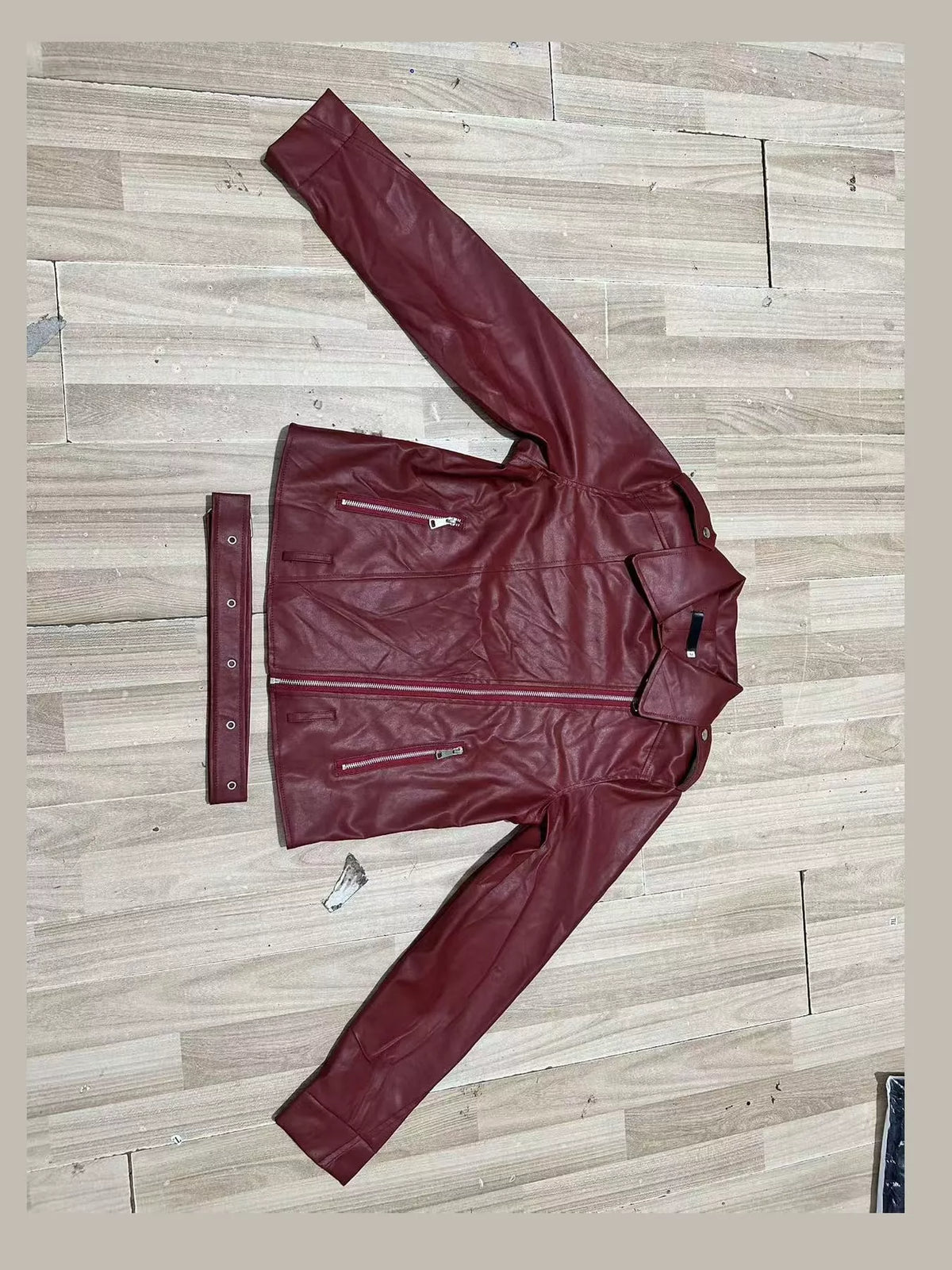 Faux leather belted jacket, view 10
