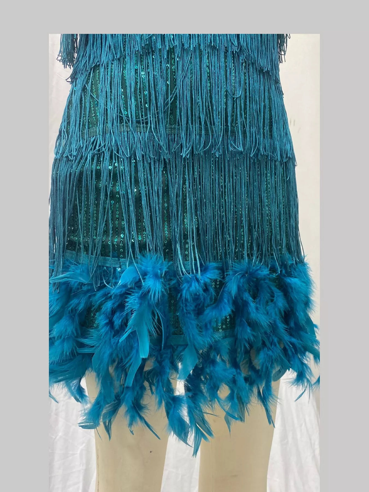 Feather fringe sequin dress, view 35