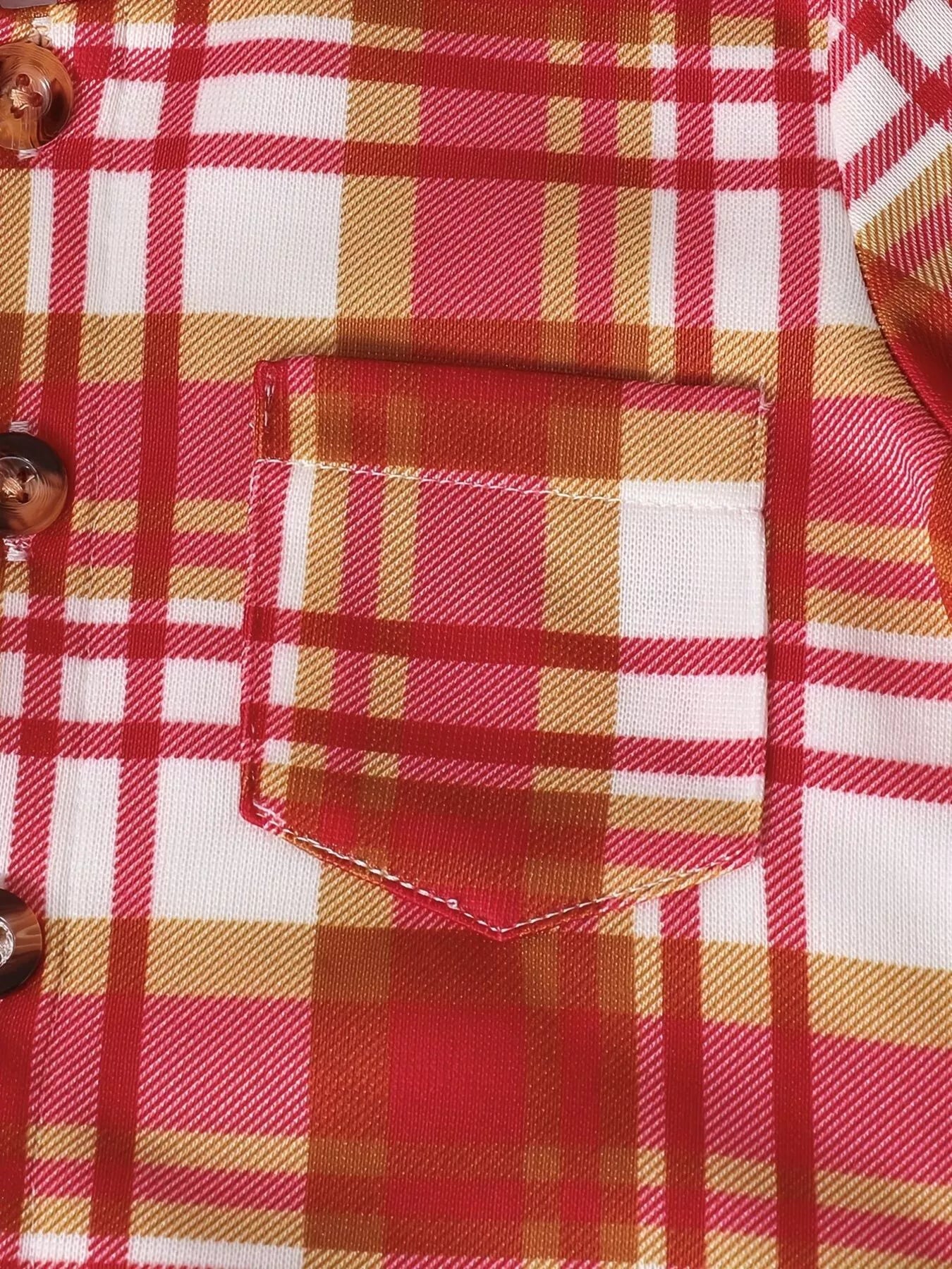 Children's Plaid Hooded Top & Pants Set