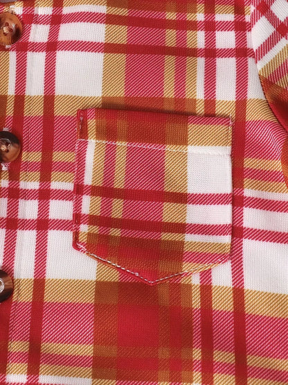 Children's Plaid Hooded Top & Pants Set