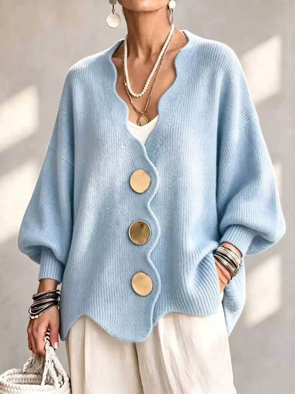 Plus Size Scalloped-Edge Oversized Cardigan