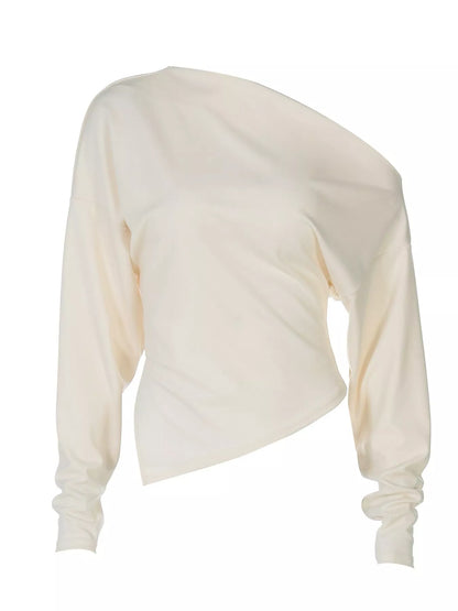 Asymmetrical Off-Shoulder Long Sleeve T-Shirt