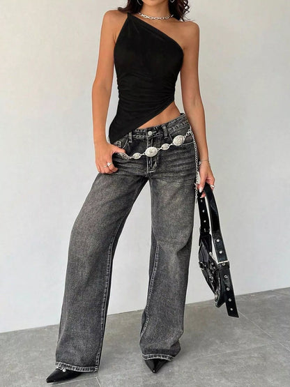 Asymmetrical One-Shoulder Slim Fit Cami