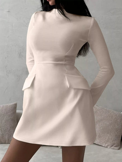 Mock Neck Long Sleeve Bodycon Dress