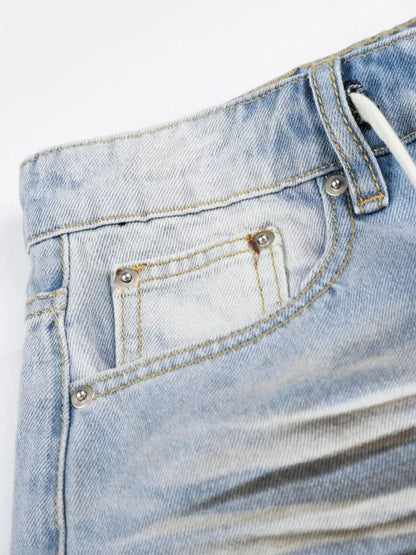 Men's Full Size Distressed Wide-Leg Capri Jeans Plus Size