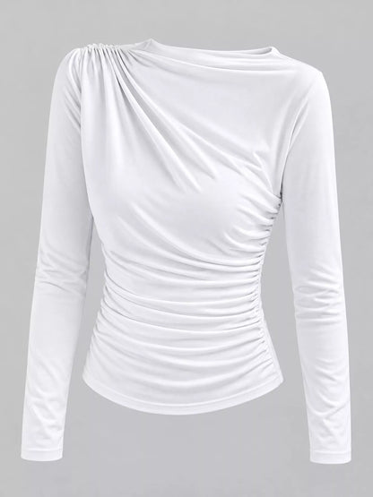 Plus size ruched long sleeve tee, view 14