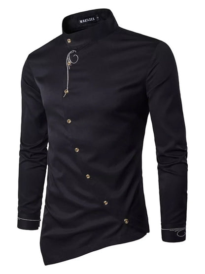Men's Asymmetric Button-Down Slim Fit Shirt