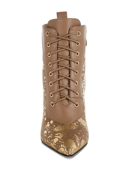 Abstract Pattern Lace-Up Ankle Boots