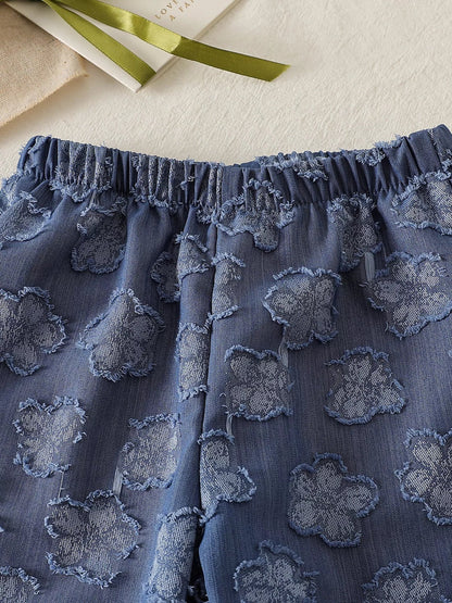 Children's Flower Round Neck Tank and Pants Set