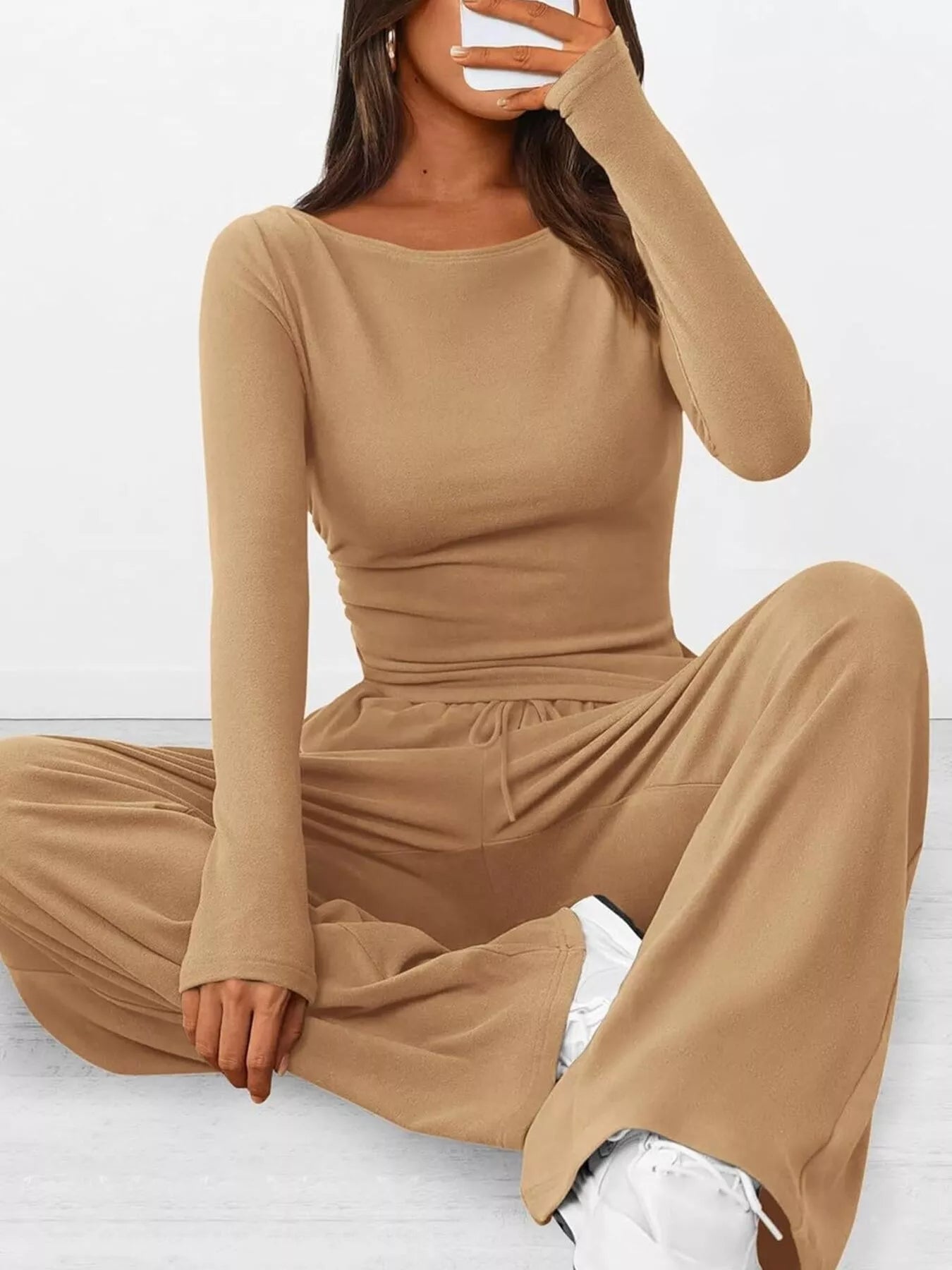 Long Sleeve Top and Wide Leg Pants Set