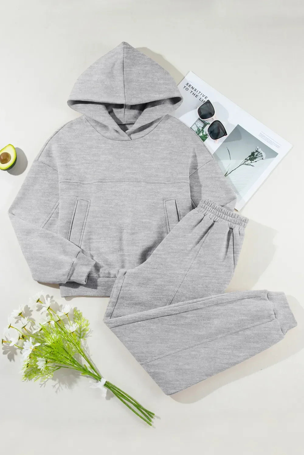 Gray hoodie and pants set, view 6
