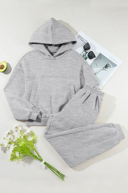 Dropped Shoulder Long Sleeve Hoodie and Pants Set