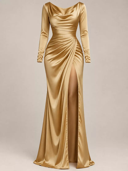 Ruched cowl neck maxi dress, view 11