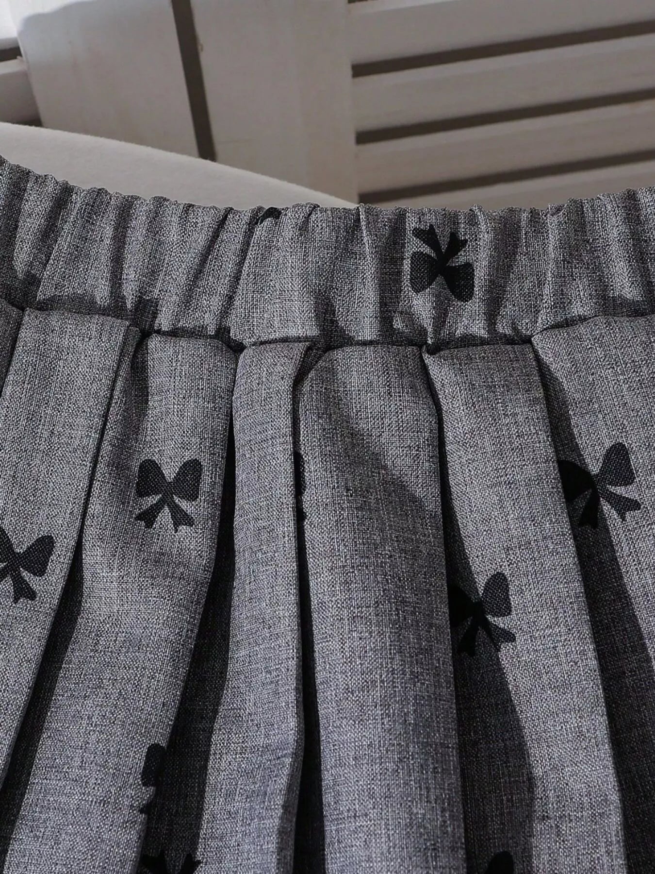 Children's Bow Print Lace Trimmed Top and Skirt Set