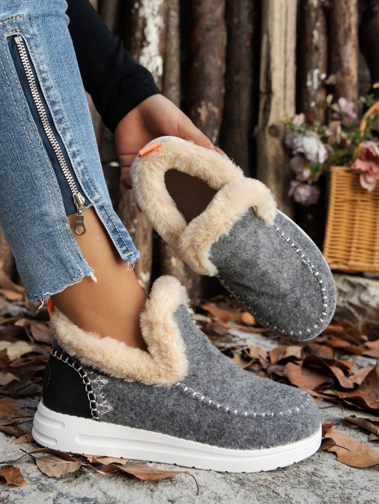 Furry Suede Flat Sneakers