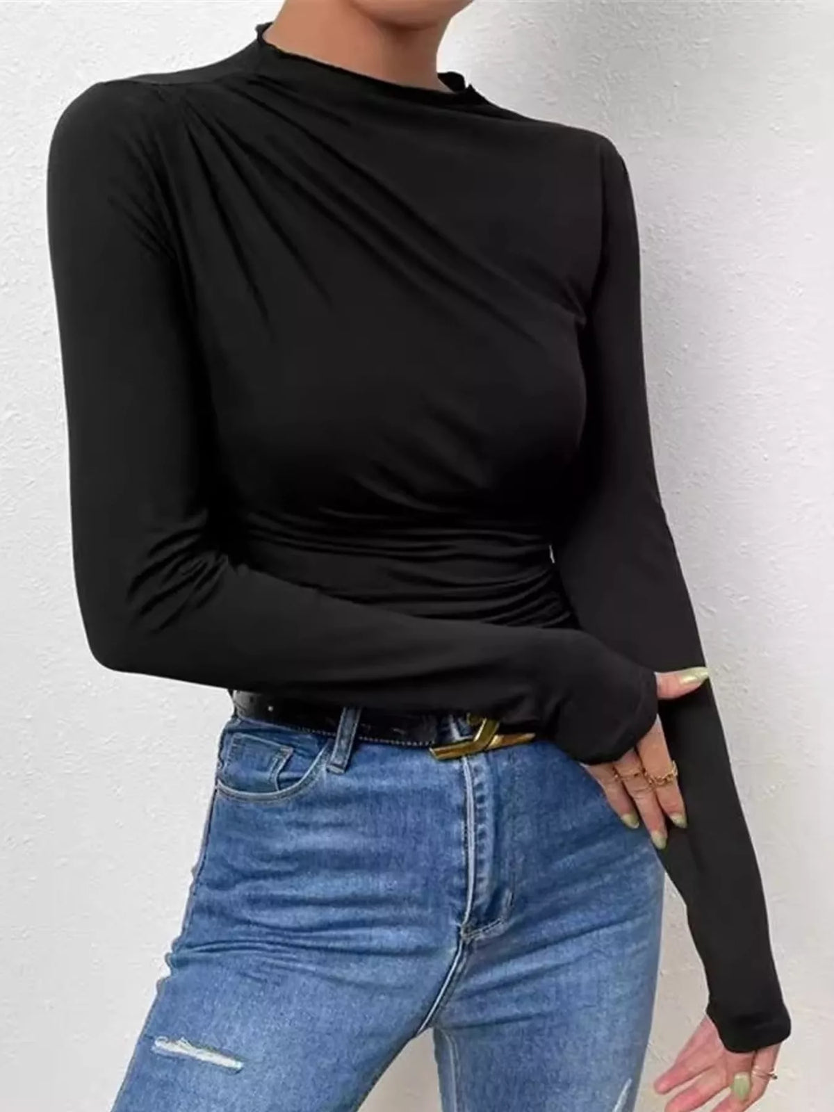 Ruched long sleeve T-shirt, view 6