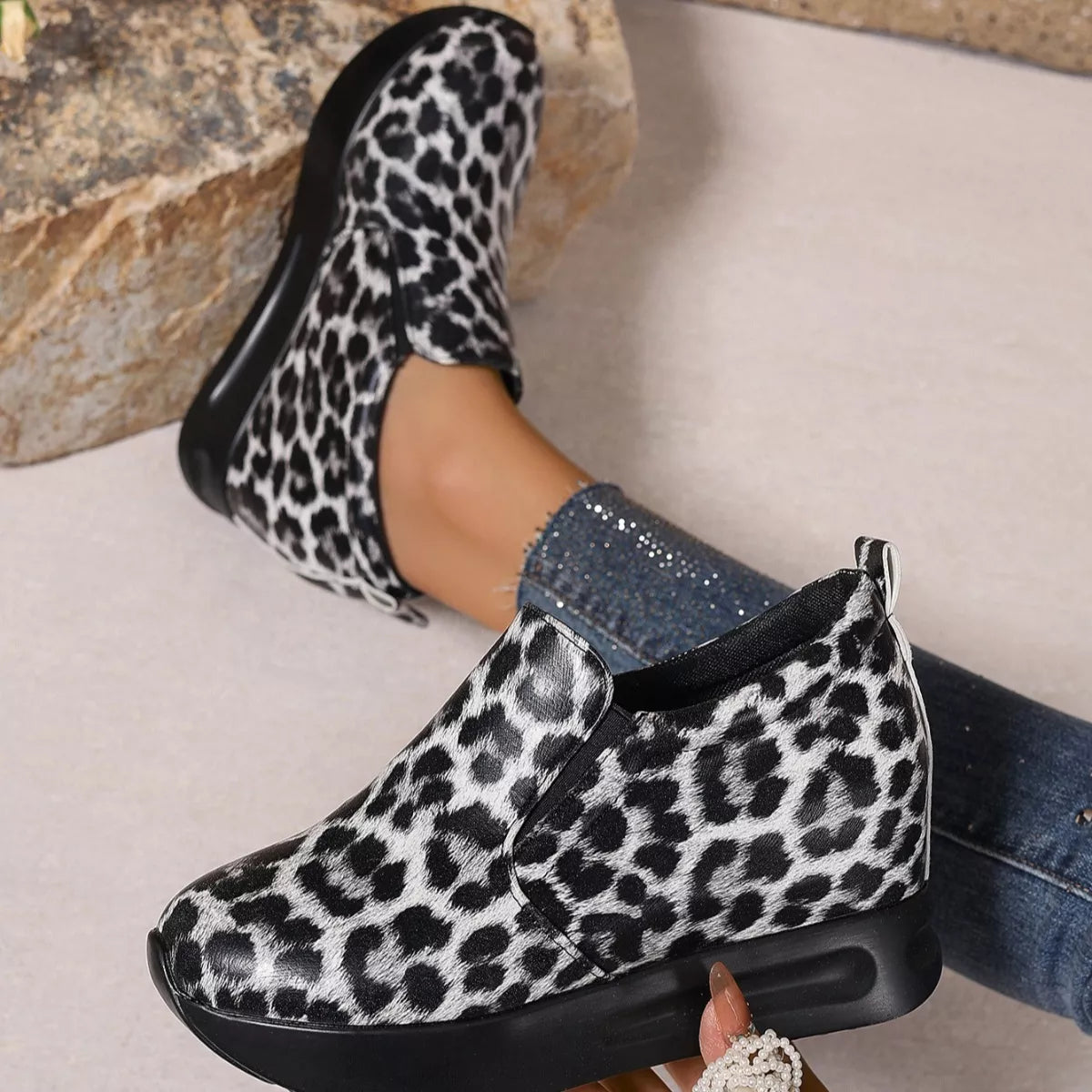 Leopard Platform Slip-Ons