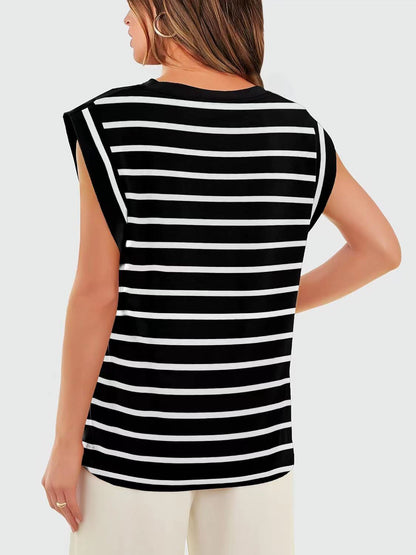 Striped Cap Sleeve T-Shirt
