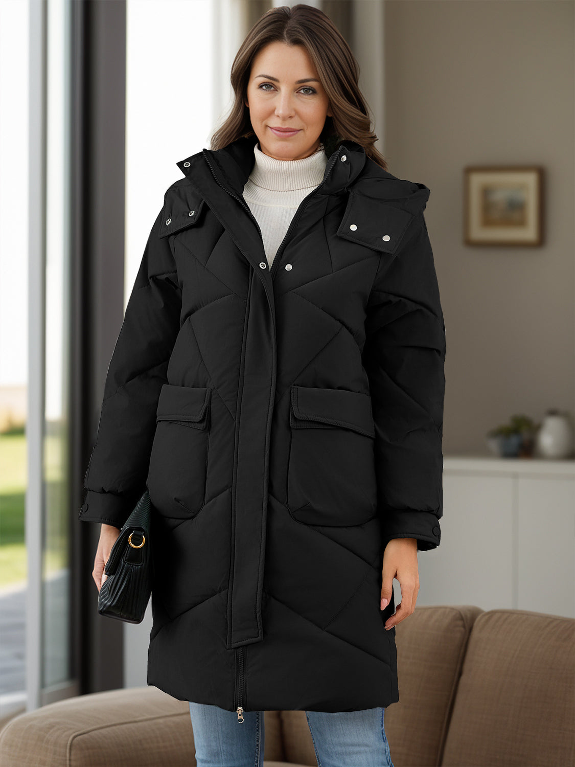 Hooded Winter Coat with Pockets