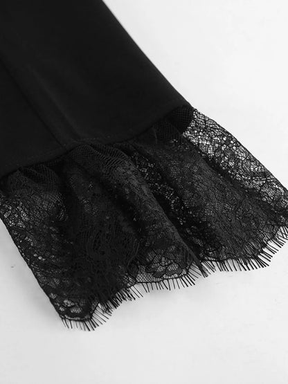 Lace Hem Lapel Collar Blazer