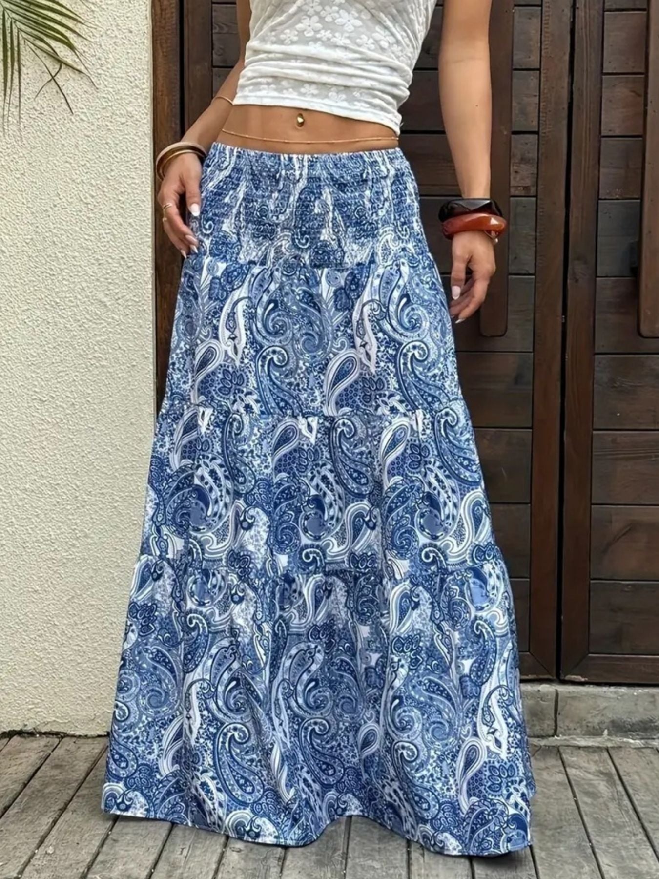 Paisley Print Maxi Skirt