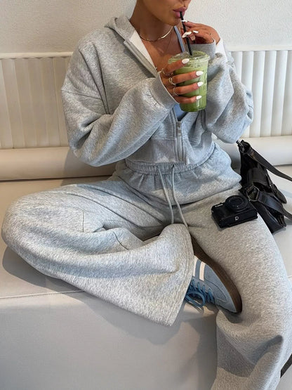 Zip Up Hoodie and Drawstring Pants Set