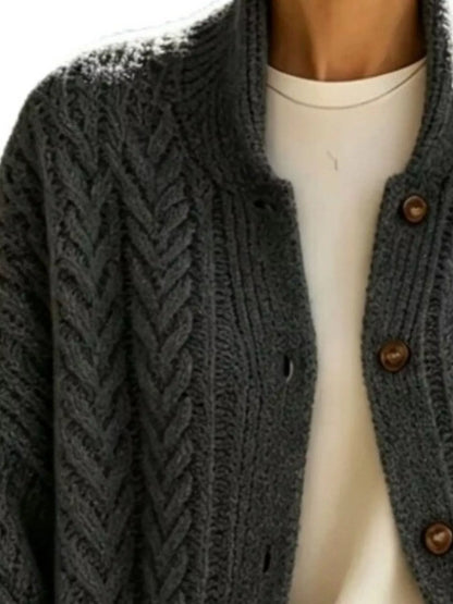 Cable knit button cardigan, view 10