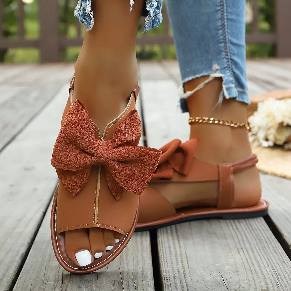 Open Toe Bow Sandals